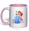 Mug with a colored handle Ariel and Cinderella light-pink фото