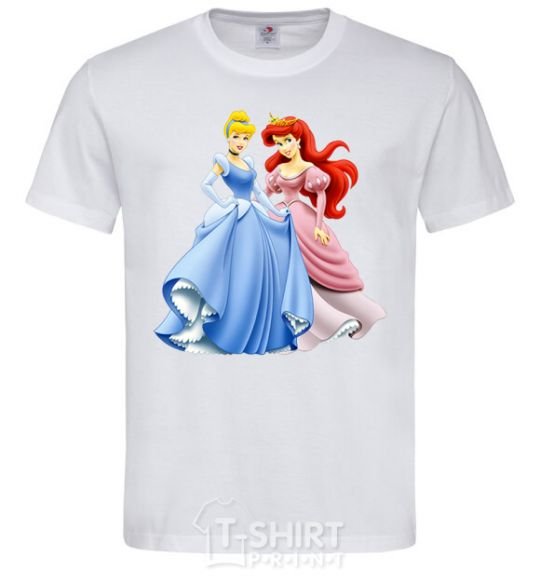 Men's T-Shirt Ariel and Cinderella White фото