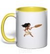 Mug with a colored handle Moana yellow фото