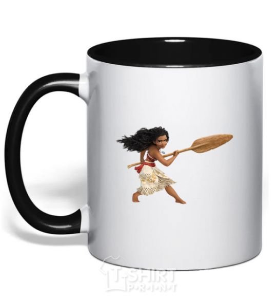 Mug with a colored handle Moana black фото