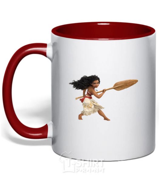 Mug with a colored handle Moana red фото