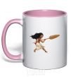 Mug with a colored handle Moana light-pink фото