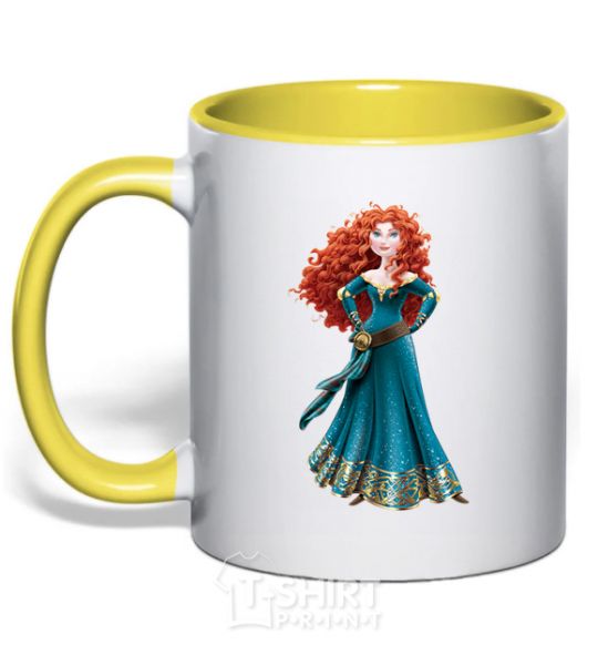 Mug with a colored handle Princess Meridа yellow фото