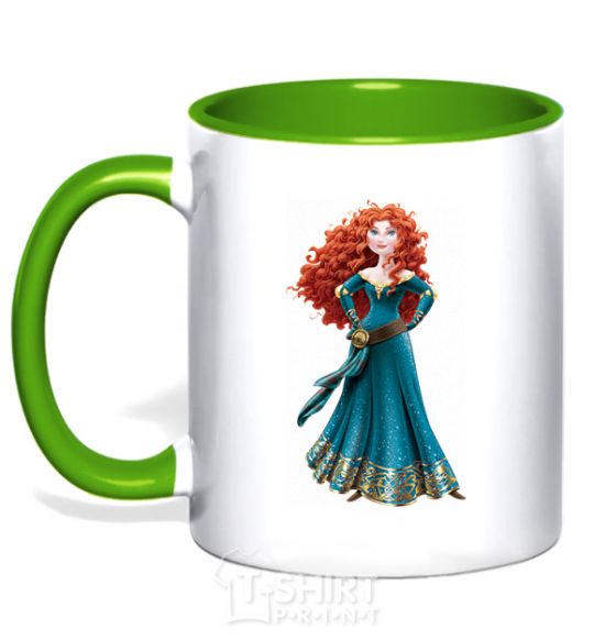 Mug with a colored handle Princess Meridа kelly-green фото