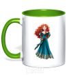 Mug with a colored handle Princess Meridа kelly-green фото