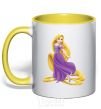 Mug with a colored handle Rapunzel yellow фото