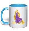 Mug with a colored handle Rapunzel sky-blue фото