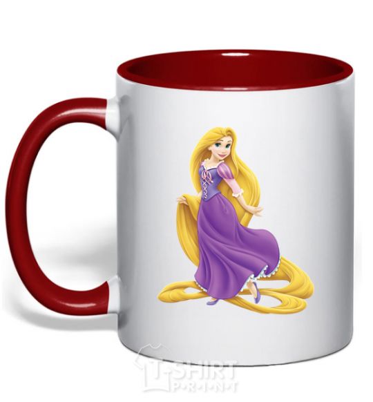 Mug with a colored handle Rapunzel red фото