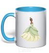 Mug with a colored handle Princess Tiana sky-blue фото