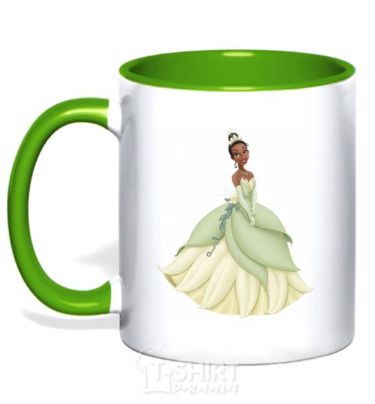 Mug with a colored handle Princess Tiana kelly-green фото
