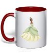 Mug with a colored handle Princess Tiana red фото