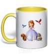 Mug with a colored handle Princess Sofia yellow фото