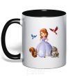 Mug with a colored handle Princess Sofia black фото