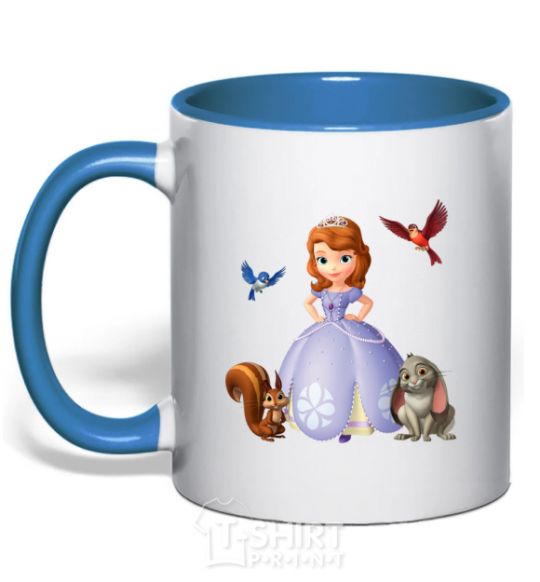 Mug with a colored handle Princess Sofia royal-blue фото