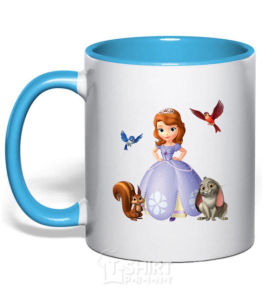 Mug with a colored handle Princess Sofia sky-blue фото