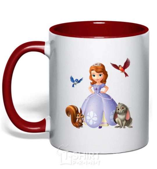 Mug with a colored handle Princess Sofia red фото