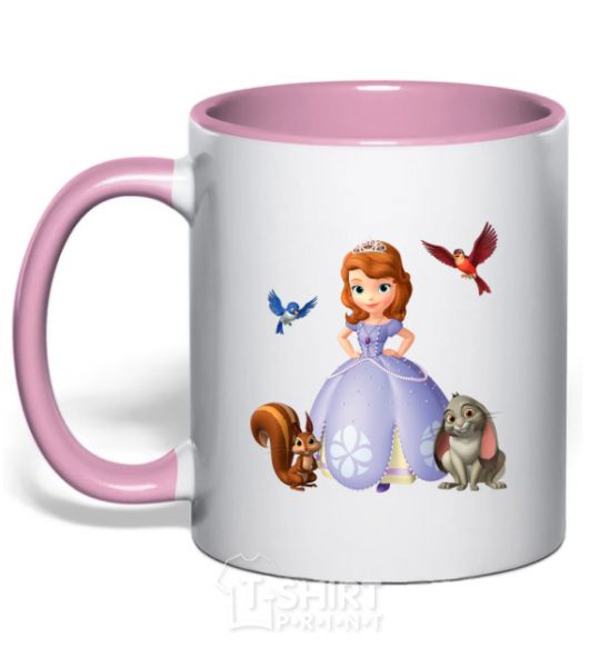 Mug with a colored handle Princess Sofia light-pink фото