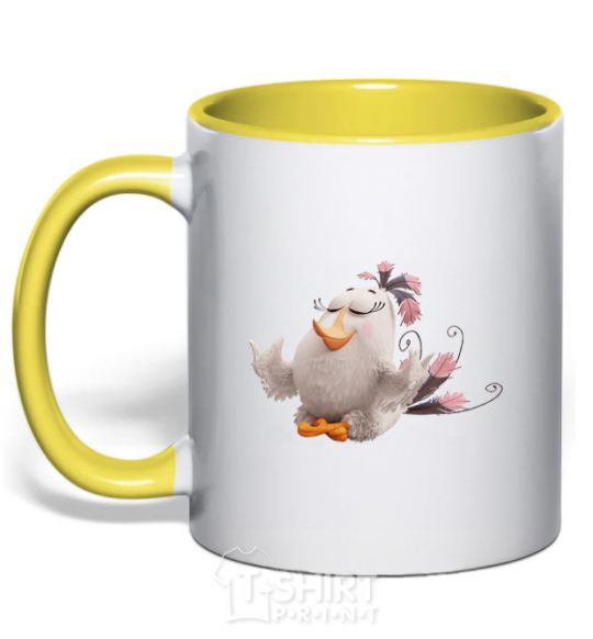 Mug with a colored handle Matildа yellow фото