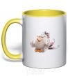 Mug with a colored handle Matildа yellow фото