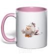 Mug with a colored handle Matildа light-pink фото