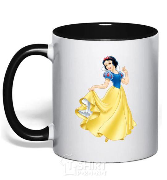 Mug with a colored handle Snow White black фото