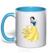 Mug with a colored handle Snow White sky-blue фото