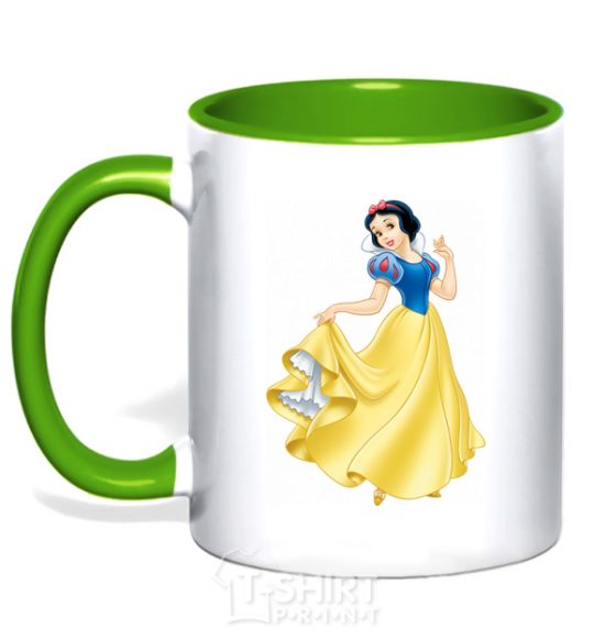 Mug with a colored handle Snow White kelly-green фото