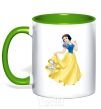 Mug with a colored handle Snow White kelly-green фото