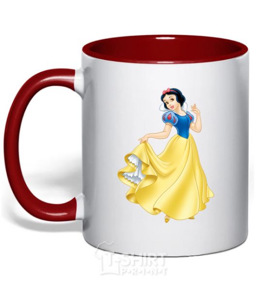 Mug with a colored handle Snow White red фото