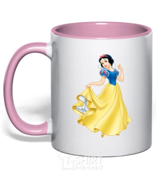 Mug with a colored handle Snow White light-pink фото