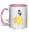 Mug with a colored handle Snow White light-pink фото