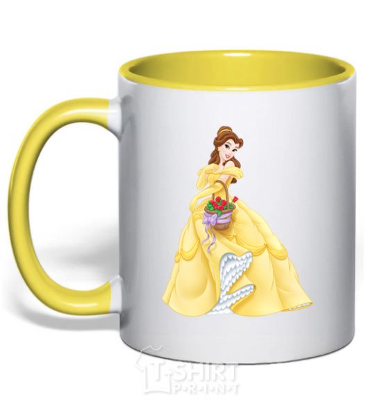 Mug with a colored handle Belle yellow фото