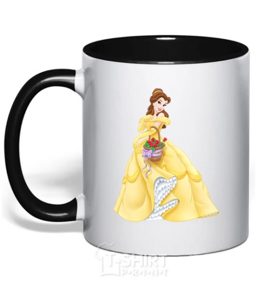 Mug with a colored handle Belle black фото