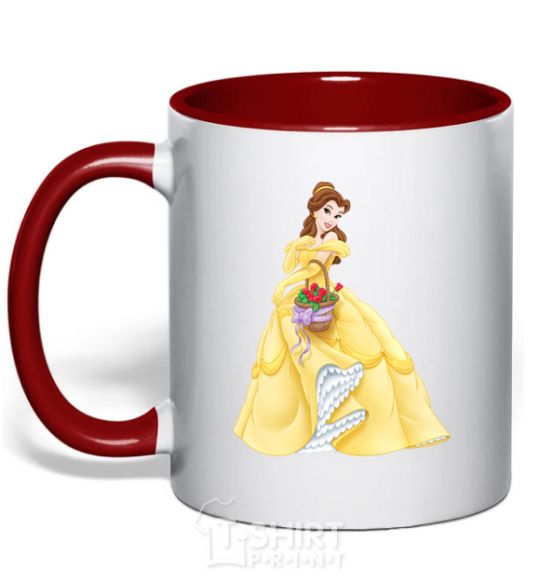 Mug with a colored handle Belle red фото