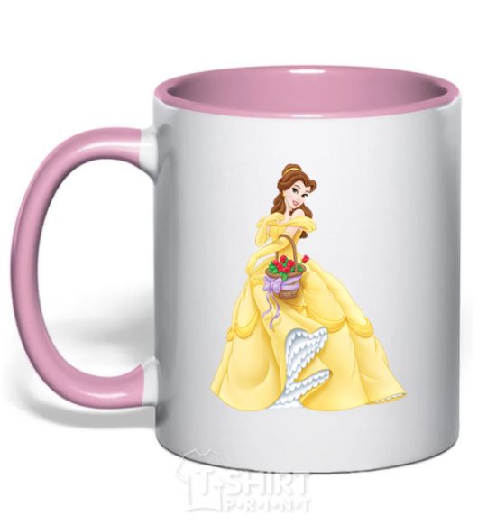 Mug with a colored handle Belle light-pink фото