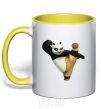 Mug with a colored handle Kung Fu Panda yellow фото