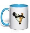 Mug with a colored handle Kung Fu Panda sky-blue фото