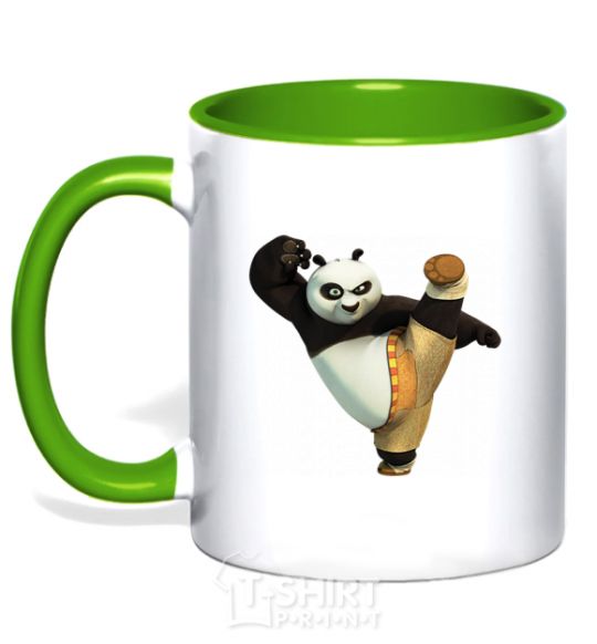 Mug with a colored handle Kung Fu Panda kelly-green фото