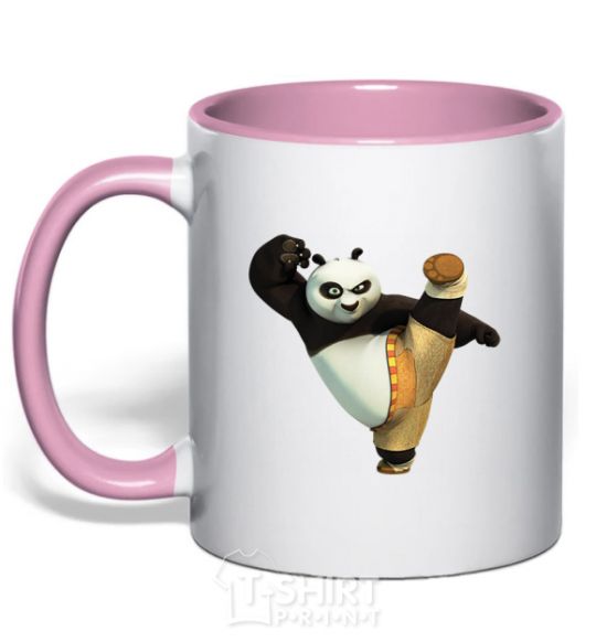 Mug with a colored handle Kung Fu Panda light-pink фото