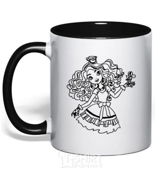 Mug with a colored handle Ever after high 13 black фото