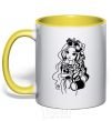 Mug with a colored handle Ever after high 14 yellow фото