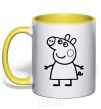 Mug with a colored handle Peppa pig yellow фото