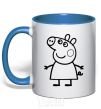 Mug with a colored handle Peppa pig royal-blue фото