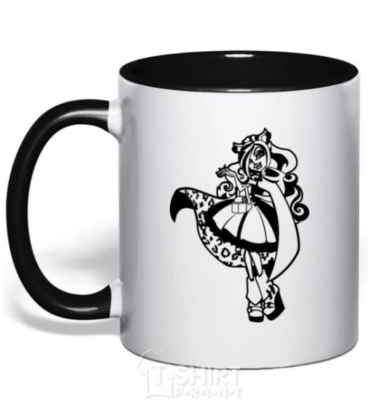 Mug with a colored handle Little dead riding wolf black фото