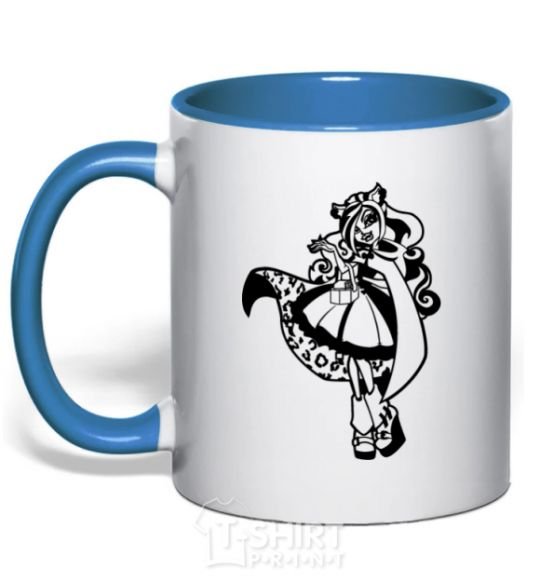 Mug with a colored handle Little dead riding wolf royal-blue фото