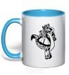 Mug with a colored handle Little dead riding wolf sky-blue фото