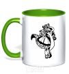 Mug with a colored handle Little dead riding wolf kelly-green фото