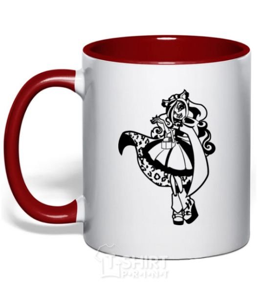 Mug with a colored handle Little dead riding wolf red фото