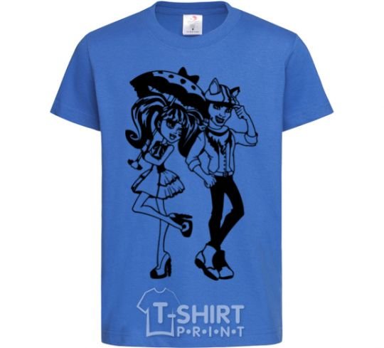 Kids T-shirt Monster couple royal-blue фото