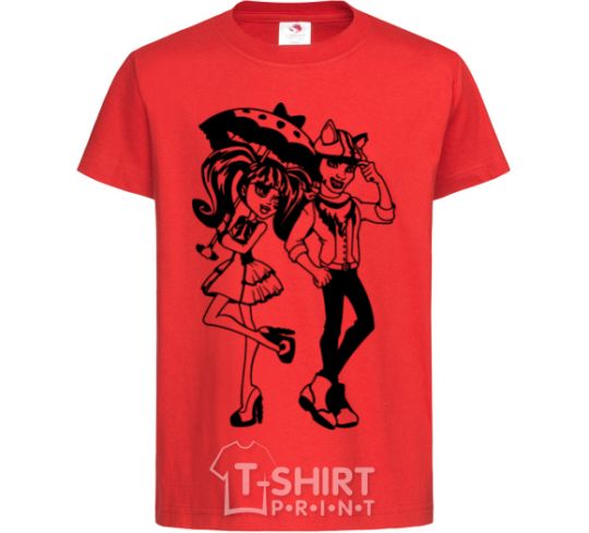 Kids T-shirt Monster couple red фото